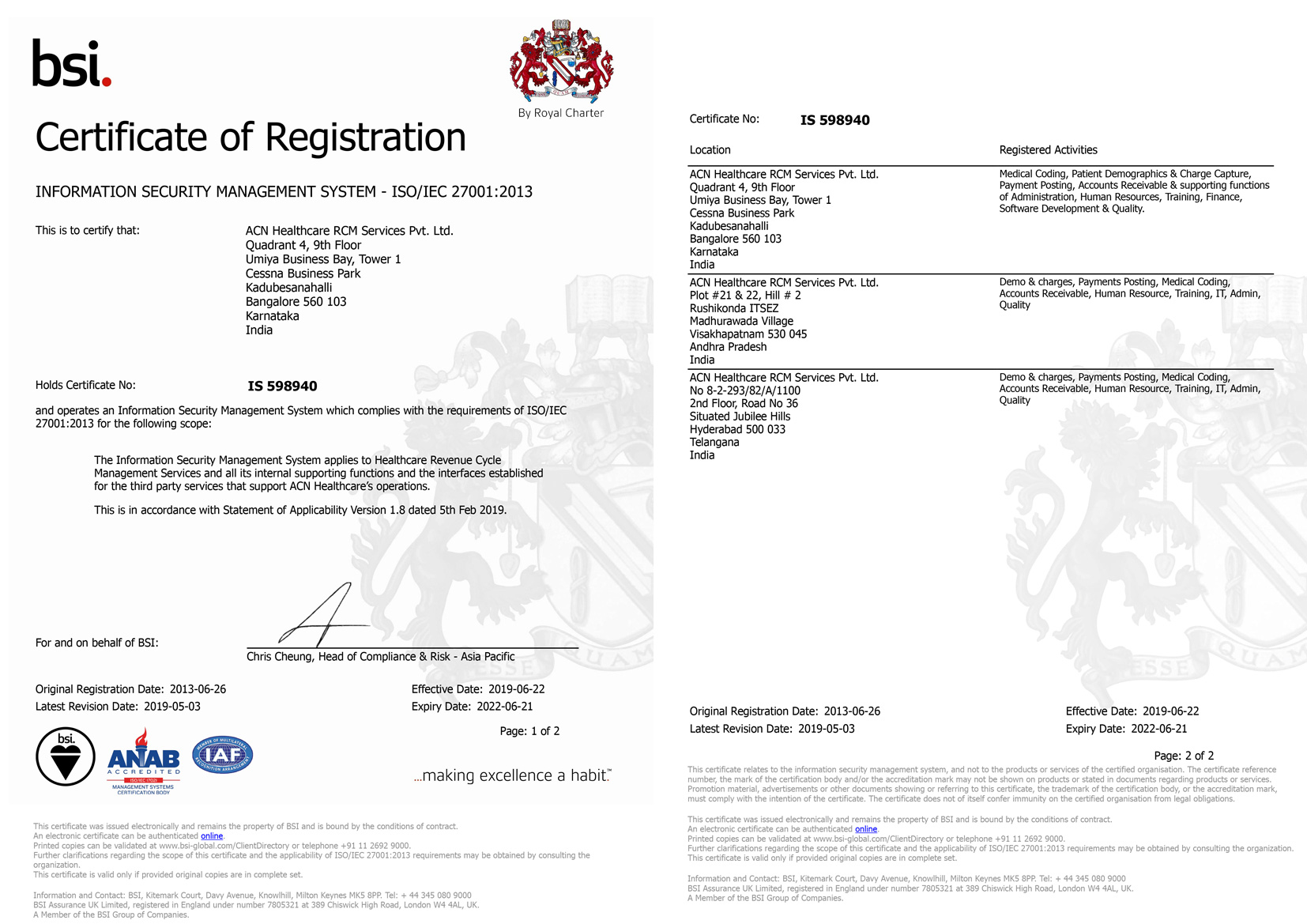 INFORMATION SECURITY MANAGEMENT SYSTEM - ISO/IEC 27001:2013