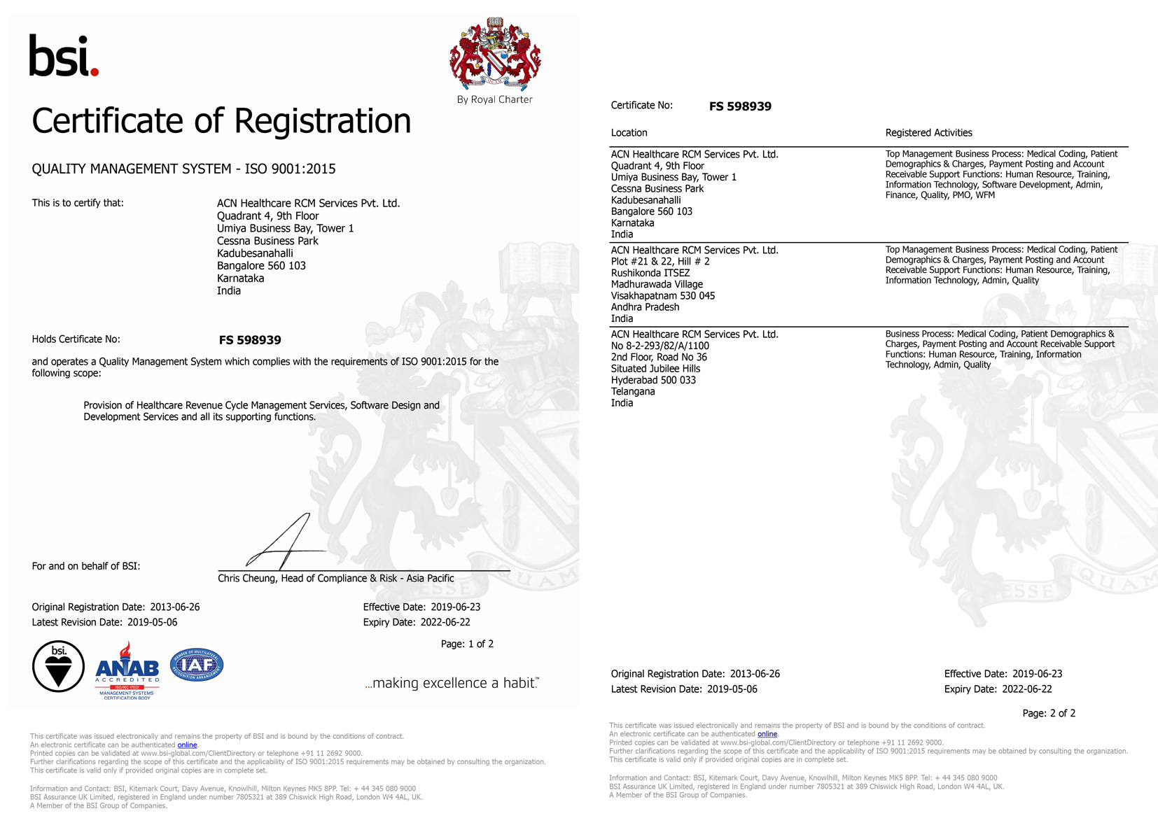 QUALITY MANAGEMENT SYSTEM - ISO 9001:2015